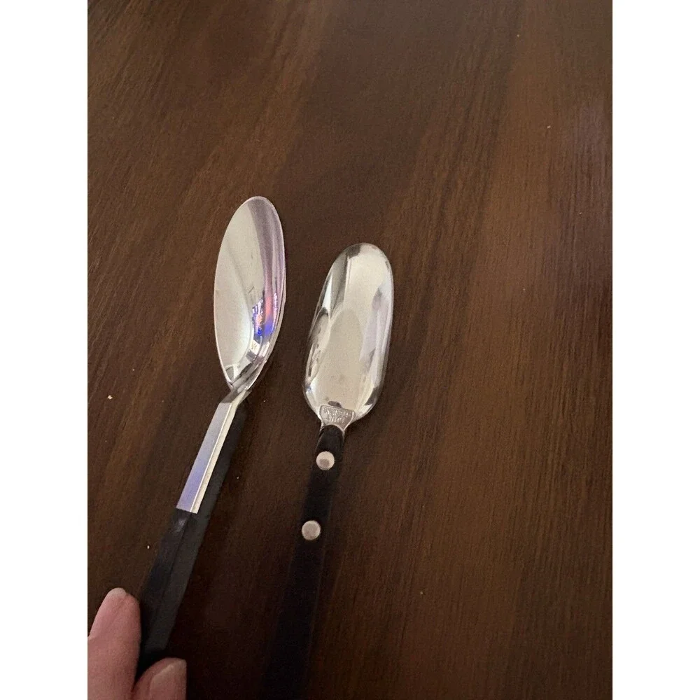 Vintage LUNT Contrast Sterling Silver.Ebony Serving Spoon,Seafood Spoon & Knives